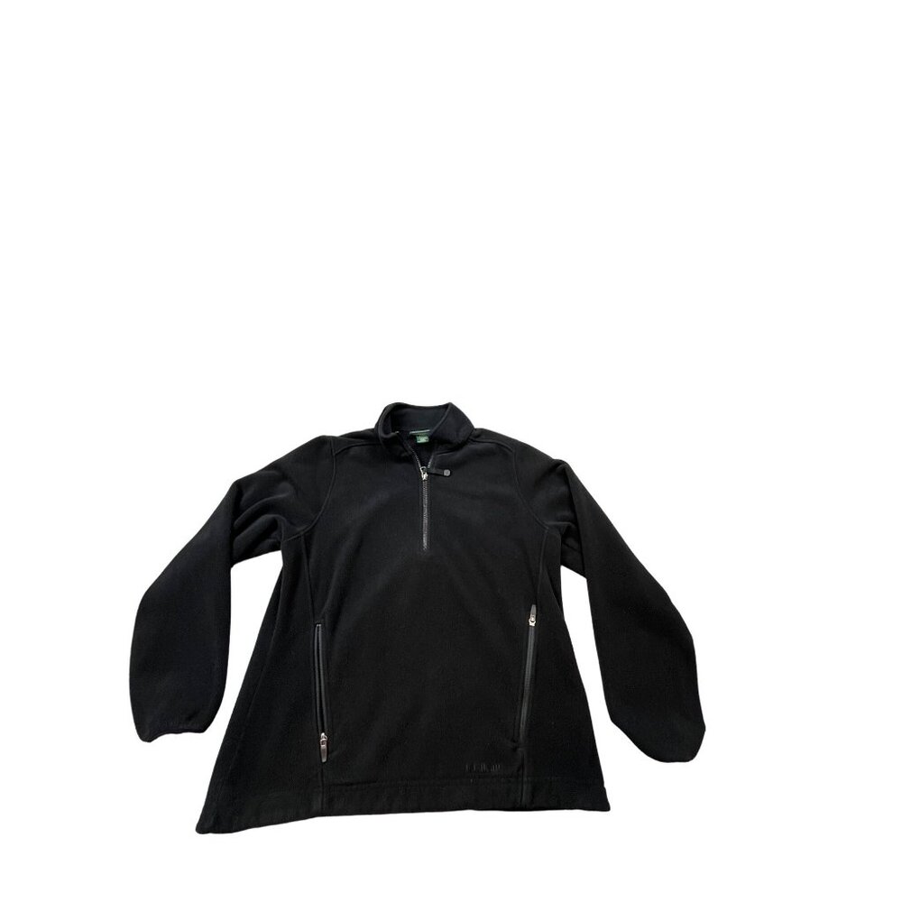 L.L. Bean Womens Medium Black Fleece Half-Zip Pullover Outdoors Hiking Jacket